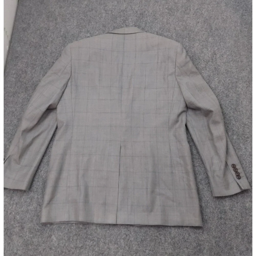 Ralph Lauren Jacket Blazer Mens 42 L Gray Plaid Silk Wool 2 Button Sport Coat